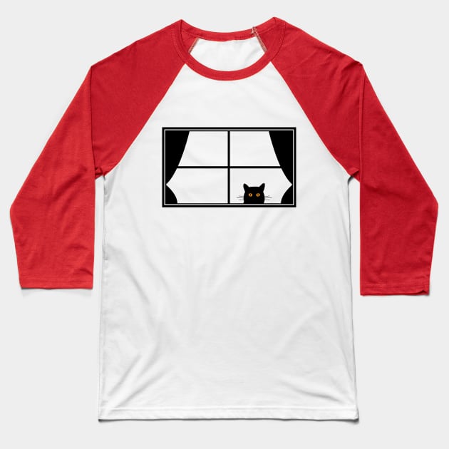 Cat at the window Baseball T-Shirt by KneppDesigns